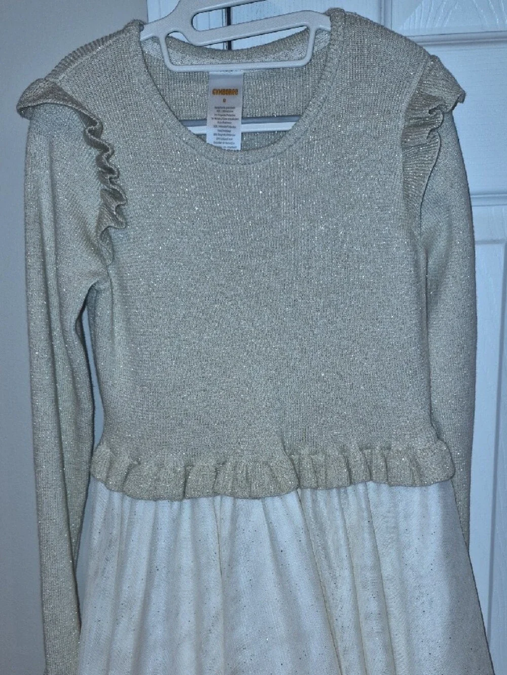 Gymboree Sparkle Ruffle Dress in Gold and White